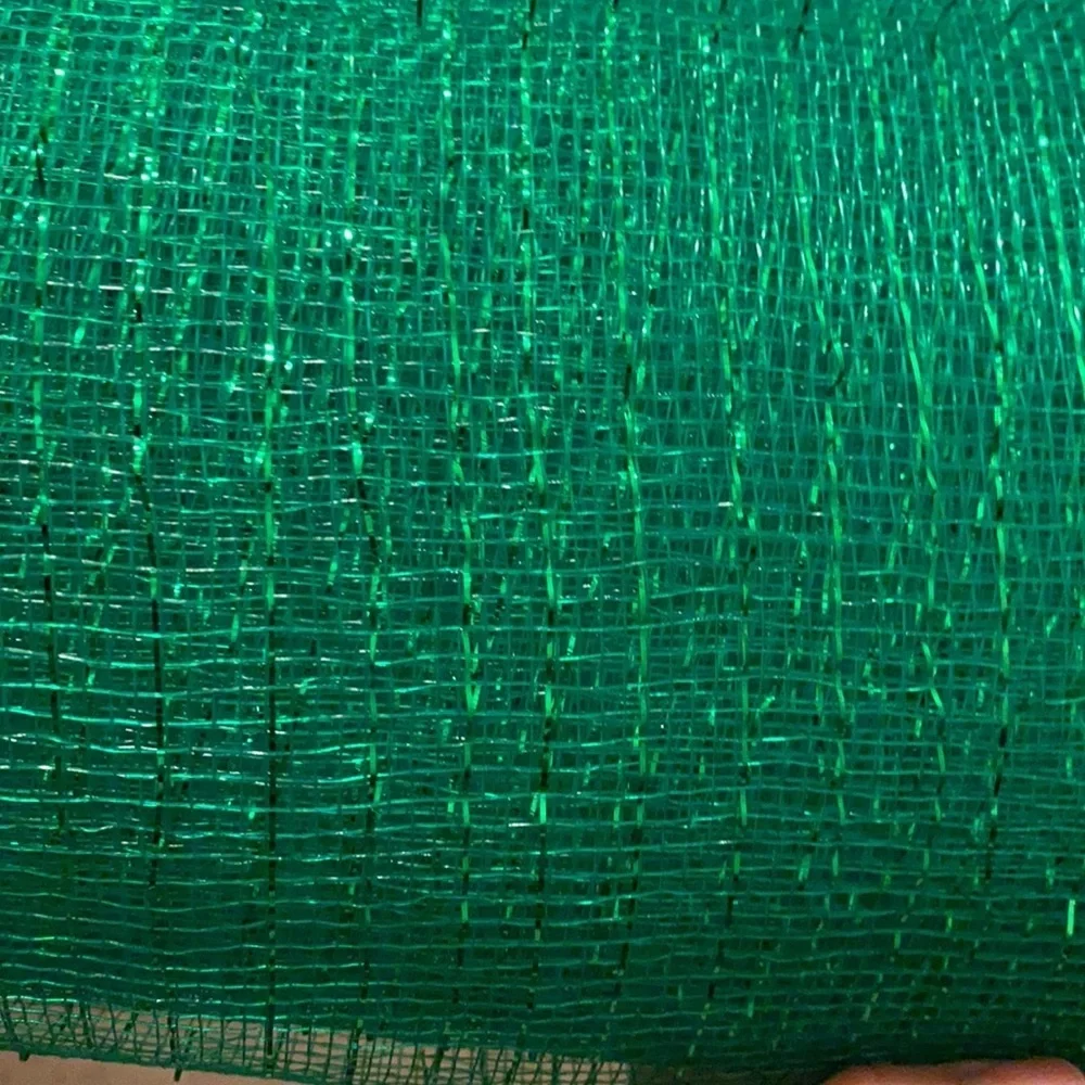 Green shimmer glitz ribbon holiday decor 1 length 10ft & 1 length 4 ft, 30” wide
